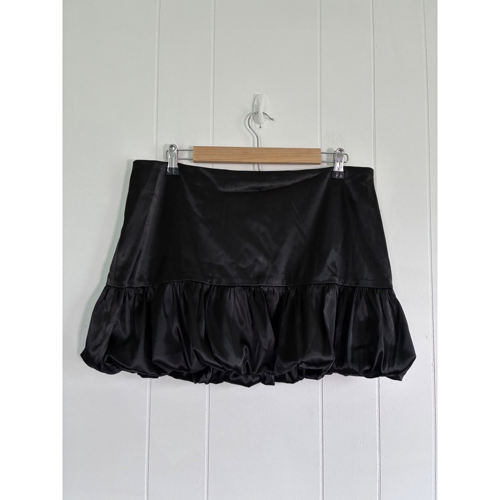 Princess‎ Polly Black Satin Bubble Hem Mini Skirt US 10 Ruffle Party Night Out